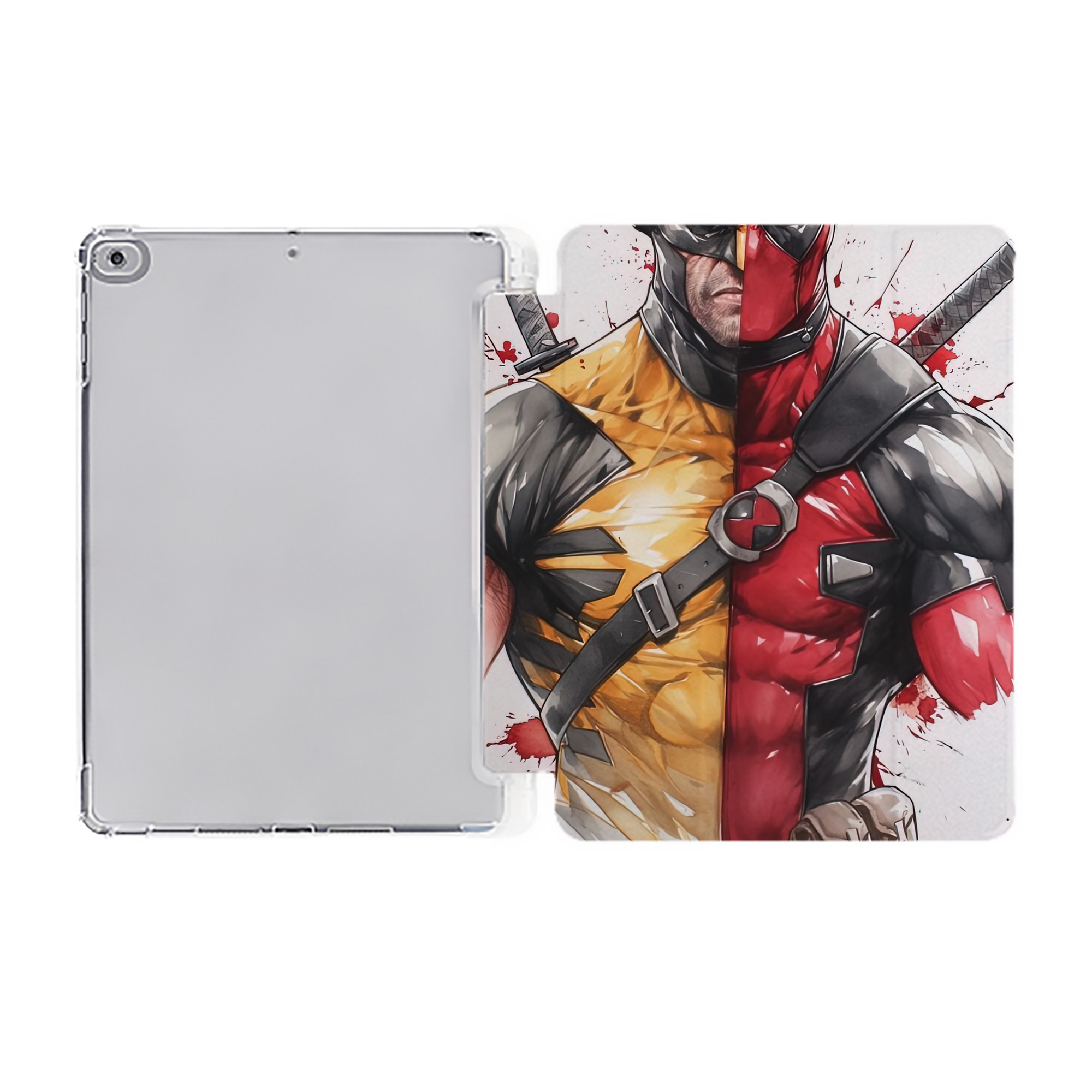 （画像用） Deadpool デッドプール IPad ケース ペン収納付き 三つ折りスタンド PUレザー×シリコン 対応機種9.5/10.5/10.9インチ